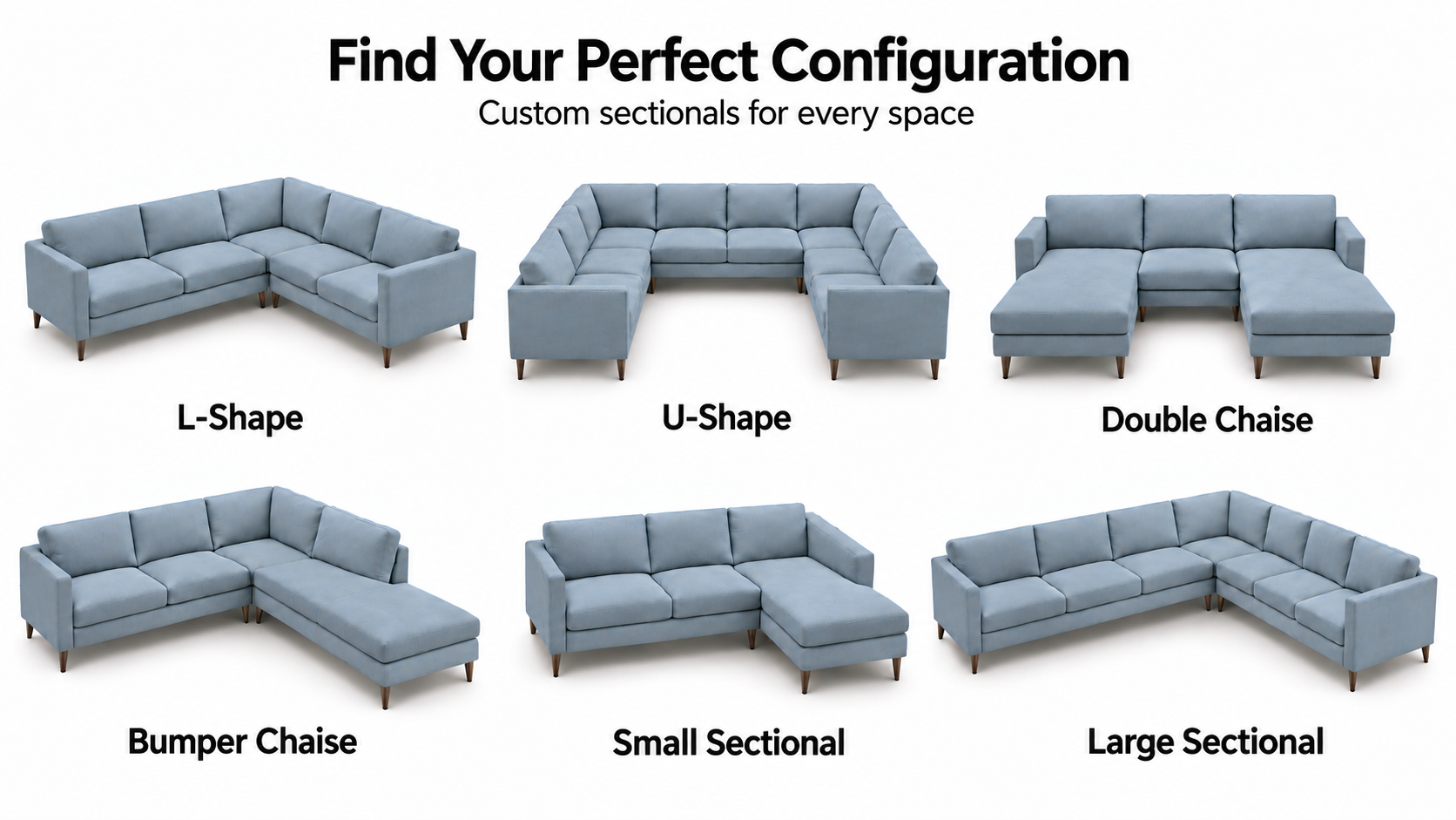 Six sectional sofa configurations infographic